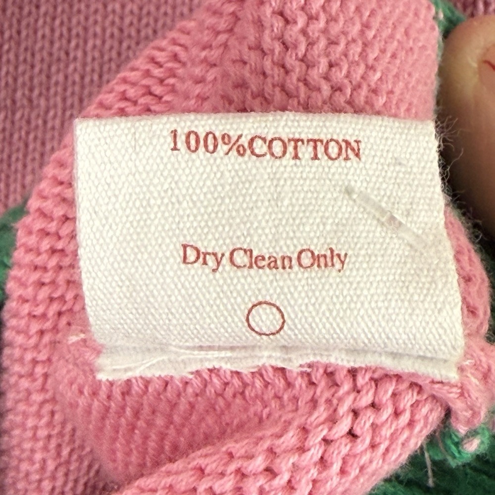 Lisa Says Gah Pink Cardigan with Green and Red Accents - Picture 8 of 8